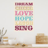 Inspirerend woorden/ Dream/ Love/ Hope Poster (Keuken)