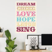 Inspirerend woorden/ Dream/ Love/ Hope Poster (Thuiskantoor)