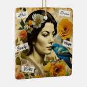 Inspirerend woorden en  dame gepersonaliseerd keramisch ornament (Rechts)