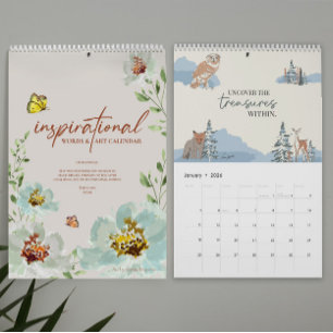 Inspirerend woorden en kunst 2026 gepersonaliseerd kalender