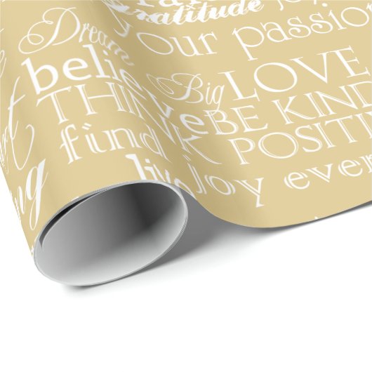 Inspirerend woorden Gold White Cadeaupapier (Rol Hoek)