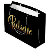 Inspirerend woorden Golden Believe en Dream Large Cadeautasje (Achterkant Gekanteld)