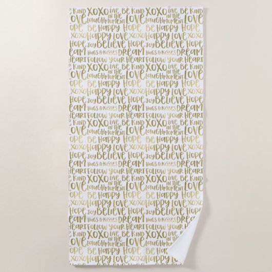 Inspirerend woorden Goud en wit Strandlaken (Voorkant)