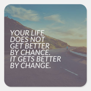 Inspirerend woorden - het leven wordt beter door v vierkante sticker