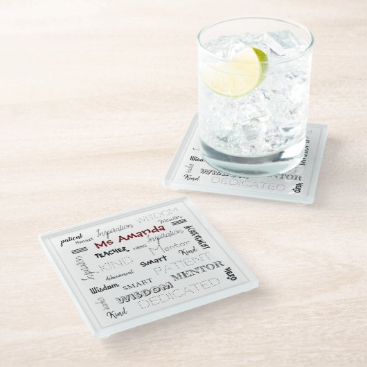 Inspirerend woorden Mentor leraar waardering Glazen Onderzetter (Schuin)