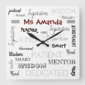 Inspirerend woorden Mentor leraar waardering Vierkante Klok (Voorkant)