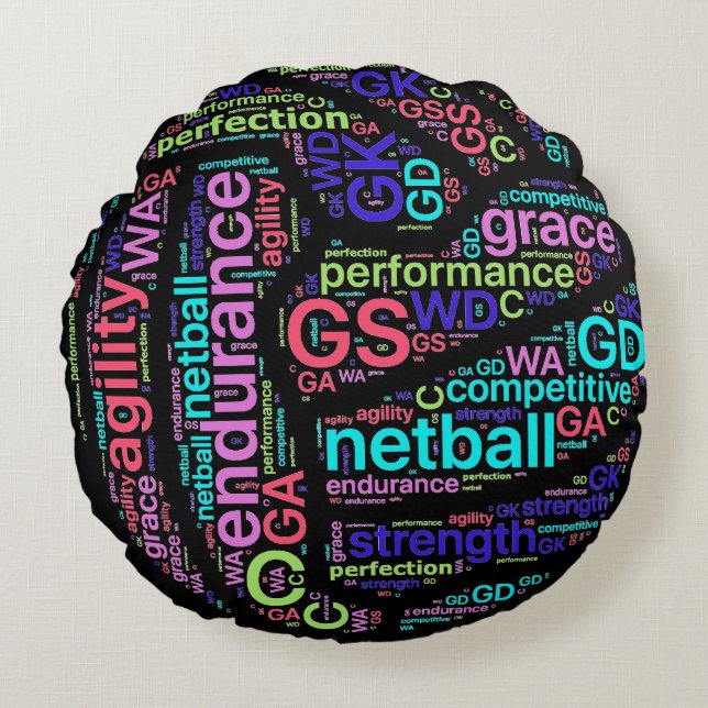 Inspirerend woorden Netball Ball-ontwerp Rond Kussen (Voorkant)