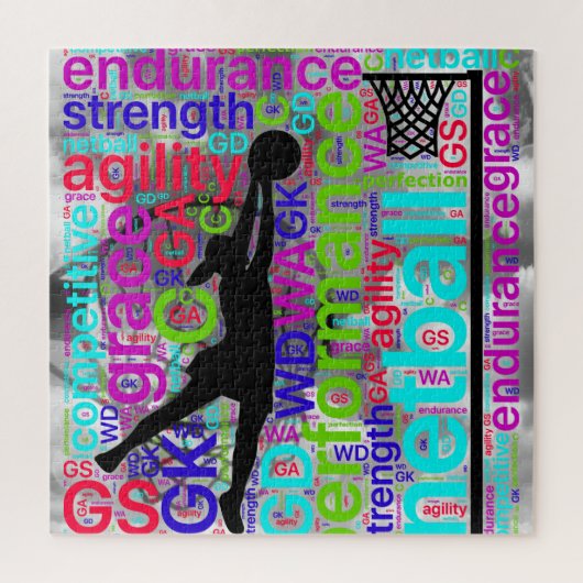 Inspirerend woorden Netball Player-posities Legpuzzel (Verticaal)