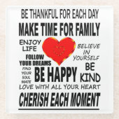 Inspirerend woorden om door te leven glazen onderzetter (Voorkant)