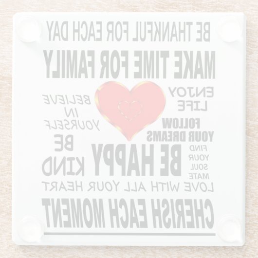 Inspirerend woorden om door te leven glazen onderzetter (Achterkant)