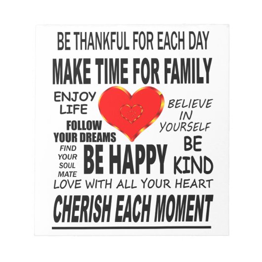 Inspirerend woorden om door te leven notitieblok (Voorkant)