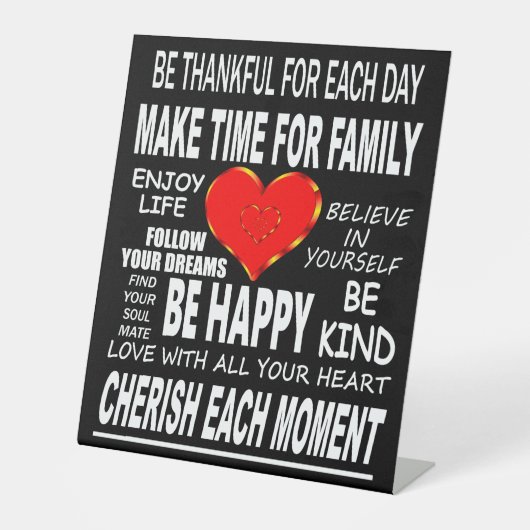 Inspirerend woorden om door te leven reclamebord met voetstuk (Voorkant)