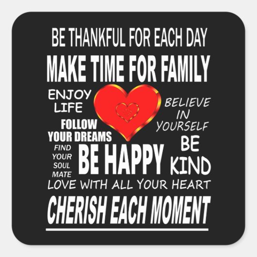 Inspirerend woorden om door te leven vierkante sticker (Voorkant)