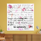 Inspirerend woorden Roos bloemblaadjes Canvas Afdruk (Insitu (Woonkamer))