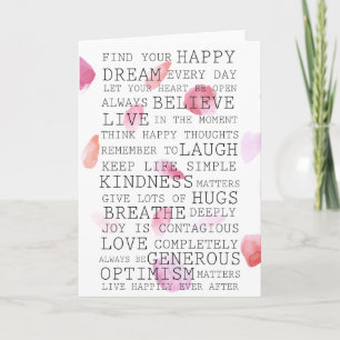 Inspirerend woorden Roos bloemblaadjes Kaart