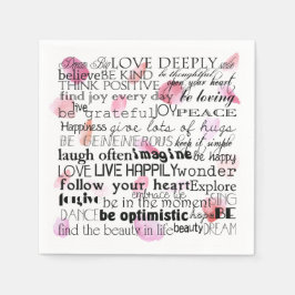 Inspirerend woorden Roos bloemblaadjes Servet