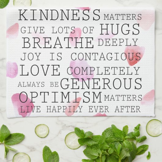 Inspirerend woorden roos bloemblaadjes theedoek (Gevouwen)