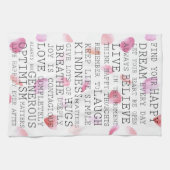 Inspirerend woorden roos bloemblaadjes theedoek (Horizontaal)