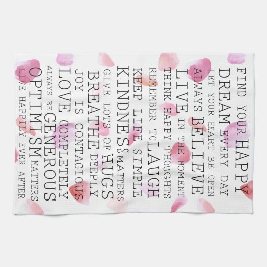 Inspirerend woorden roos bloemblaadjes theedoek (Horizontaal)