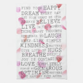 Inspirerend woorden roos bloemblaadjes theedoek (Verticaal)