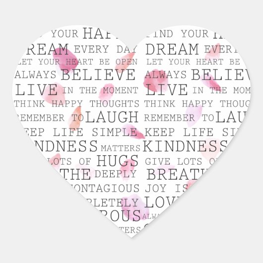 Inspirerend Woorden Roze Perzik Roos bloemblaadjes Hart Sticker (Voorkant)
