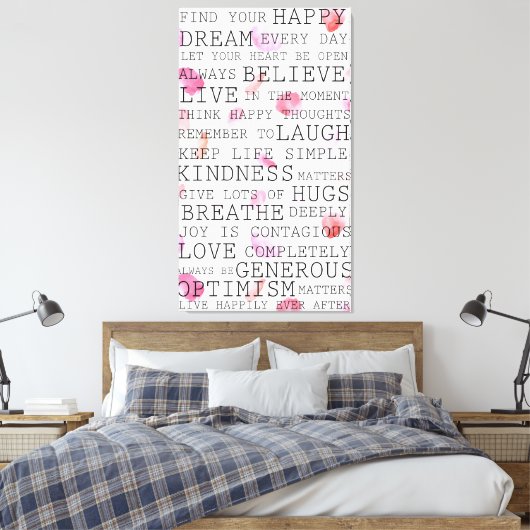 Inspirerend woorden Rozen bloemblaadjes Canvas Afdruk (Insitu (Slaapkamer))
