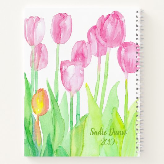 Inspirerend woorden Tulpen gepersonaliseerd Notitieboek (Achterkant)