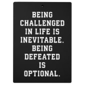 Inspirerend woorden - Uitdaging vs nederlaag Klembord (Achterkant)