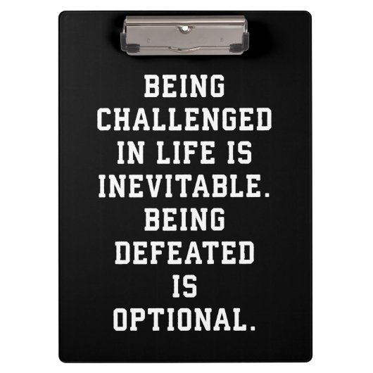 Inspirerend woorden - Uitdaging vs nederlaag Klembord (Voorkant)