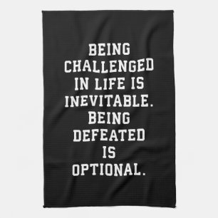 Inspirerend woorden - Uitdaging vs nederlaag Theedoek