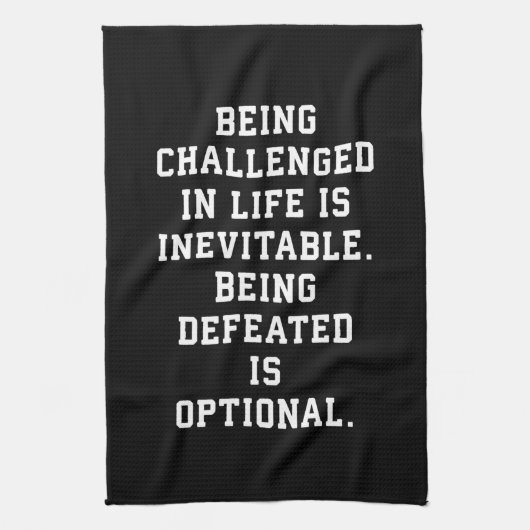 Inspirerend woorden - Uitdaging vs nederlaag Theedoek (Verticaal)
