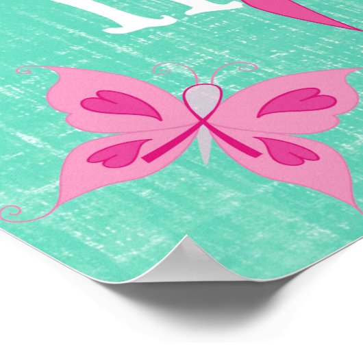 Inspirerend woorden voor roze lintbewustzijn poster (Hoek)