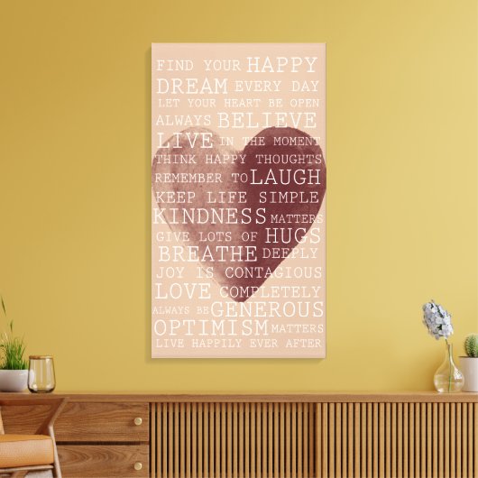 Inspirerend woorden Waterverf hart Canvas Afdruk (Insitu (Woonkamer))