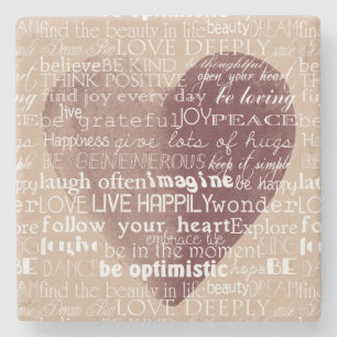 Inspirerend woorden Waterverf hart Stenen Onderzetter