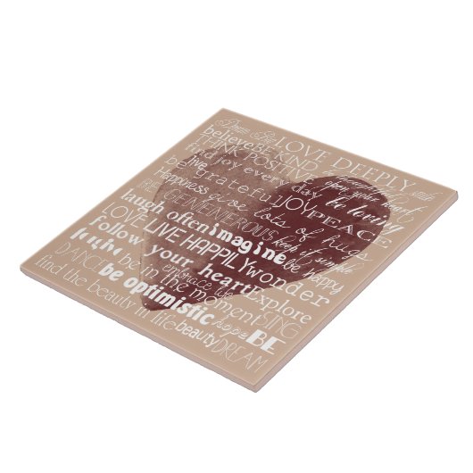 Inspirerend woorden Waterverf hart Tegeltje (Zijkant)