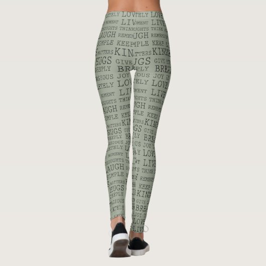 Inspirerend woorden zwart groen leggings (Achterkant)