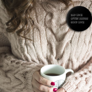 Inspirerend woordgeluk brengt zwart ronde button 5,7 cm