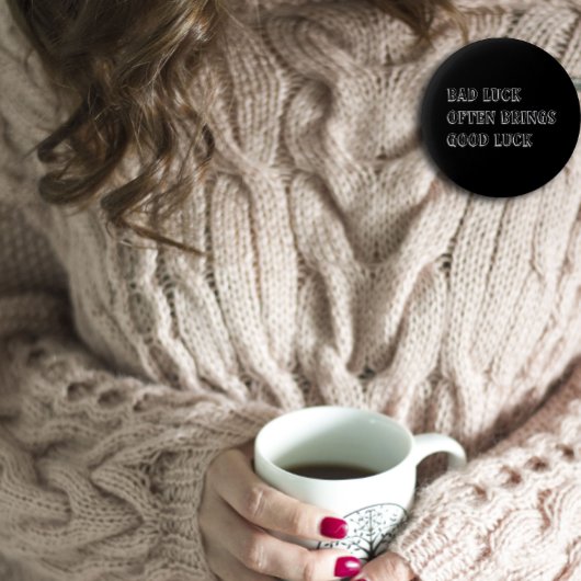 Inspirerend woordgeluk brengt zwart ronde button 5,7 cm