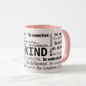 inspirerend woordwolk op roze harten mok (Voorkant rechts)