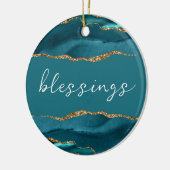 Inspirerend Word Blauwgroen Turquoise Agate Keramisch Ornament (Links)