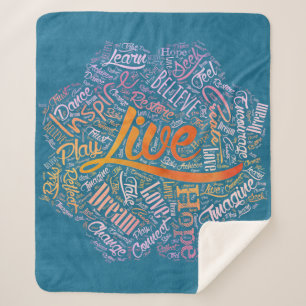 Inspirerend Word Cloud Art in Lotus Sherpa Deken