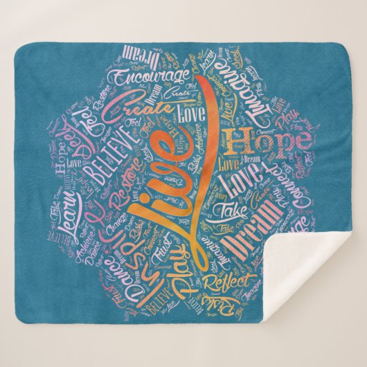 Inspirerend Word Cloud Art in Lotus Sherpa Deken (Voorkant (horizontaal))
