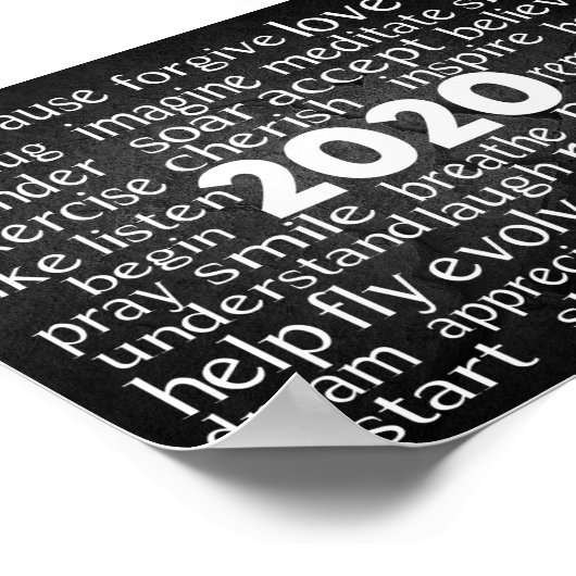 Inspirerend Word Cloud van Verb voor 2020 Poster (Hoek)