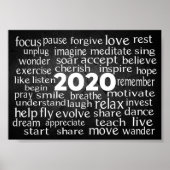 Inspirerend Word Cloud van Verb voor 2020 Poster (Voorkant)
