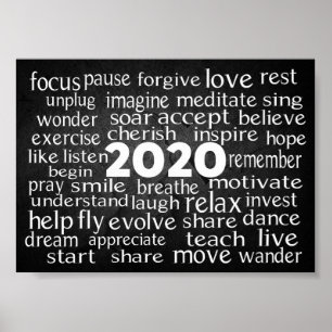 Inspirerend Word Cloud van Verb voor 2020 Poster