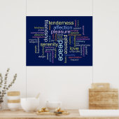 Inspirerend Word Cloud voor Vrede en Liefde Poster (Keuken)