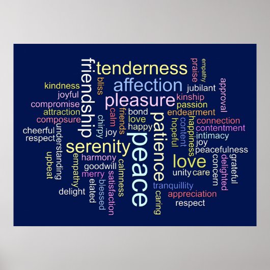 Inspirerend Word Cloud voor Vrede en Liefde Poster (Voorkant)
