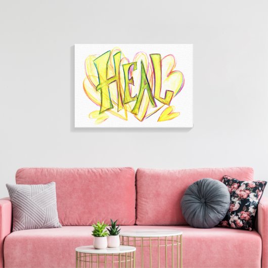 Inspirerend Word Heal Art Canvas afdrukken (Insitu (Woonkamer))