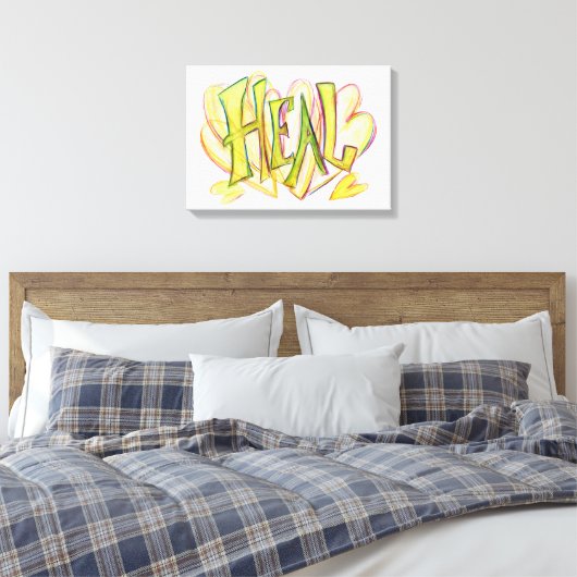 Inspirerend Word Heal Art Canvas afdrukken (Insitu (Slaapkamer))