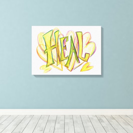 Inspirerend Word Heal Art Canvas afdrukken (Insitu (Houten vloer))